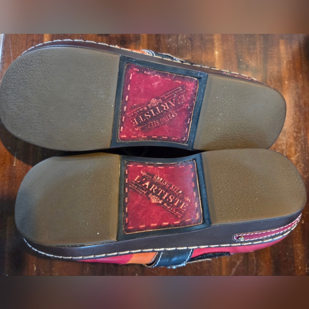 L’Artiste Sherbet Clogs EU40/US 9 |Hand-Painted Leather|Boho Comfort|Spring Step - Picture 5 of 6